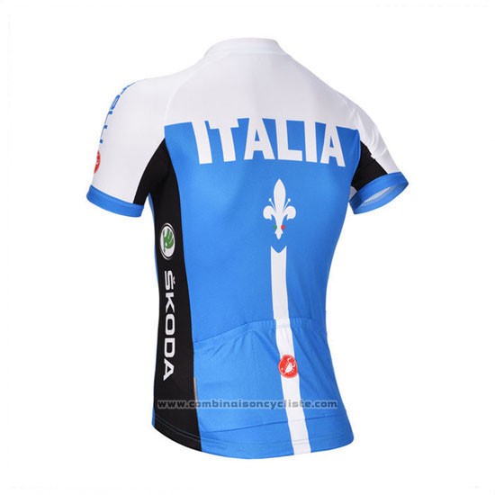 2014 Maillot Cyclisme Castelli Bleu et Blanc Manches Courtes et Cuissard