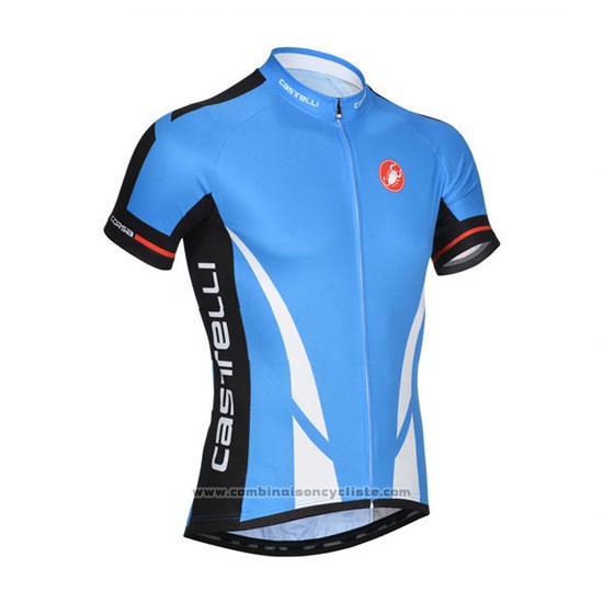 2014 Maillot Cyclisme Castelli Bleu et Noir Manches Courtes et Cuissard