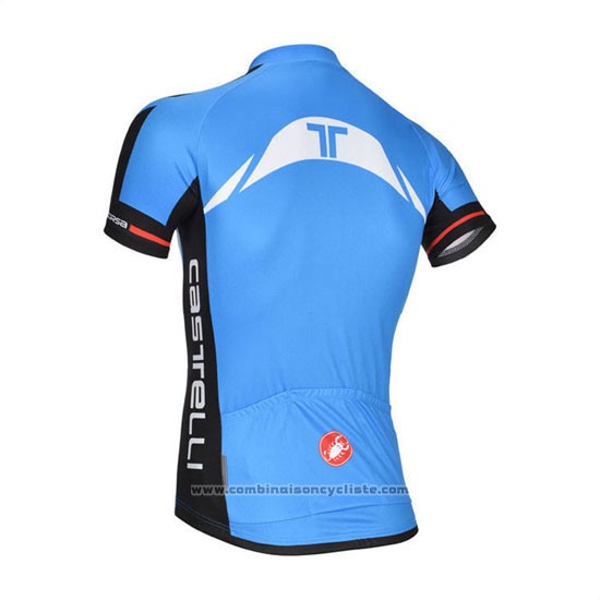 2014 Maillot Cyclisme Castelli Bleu et Noir Manches Courtes et Cuissard