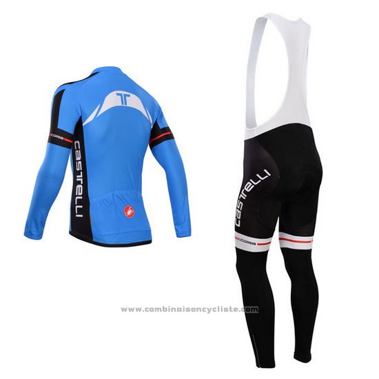2014 Maillot Cyclisme Castelli Bleu et Noir Manches Longues et Cuissard