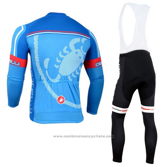 2014 Maillot Cyclisme Castelli Rouge Azur Manches Longues et Cuissard