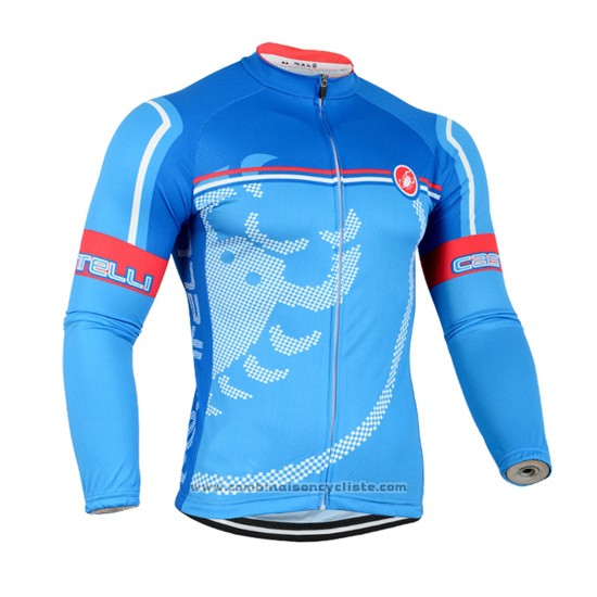 2014 Maillot Cyclisme Castelli Rouge Azur Manches Longues et Cuissard