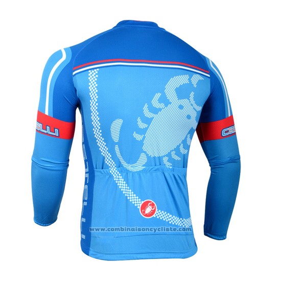 2014 Maillot Cyclisme Castelli Rouge Azur Manches Longues et Cuissard