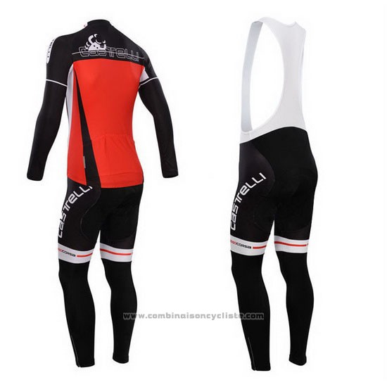 2014 Maillot Cyclisme Castelli Rouge Manches Longues et Cuissard