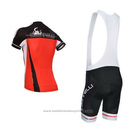 2014 Maillot Cyclisme Castelli Rouge et Noir Manches Courtes et Cuissard