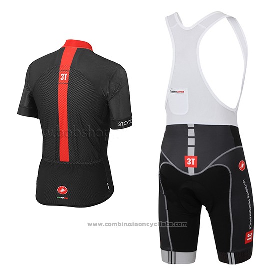 2015 Maillot Cyclisme Castelli 3t Noir et Rouge Manches Courtes et Cuissard