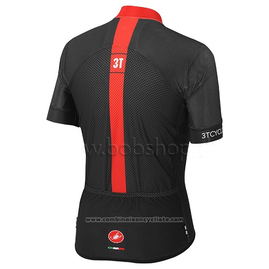 2015 Maillot Cyclisme Castelli 3t Noir et Rouge Manches Courtes et Cuissard