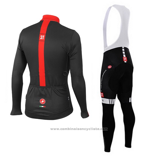 2015 Maillot Cyclisme Castelli 3t Noir et Rouge Manches Longues et Cuissard