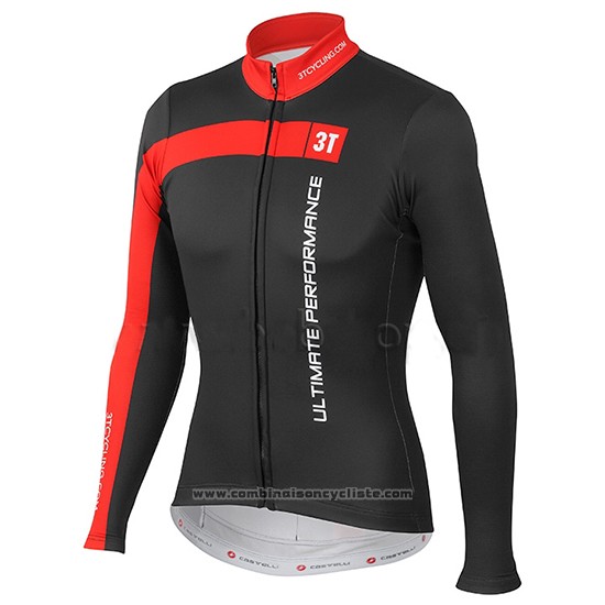 2015 Maillot Cyclisme Castelli 3t Noir et Rouge Manches Longues et Cuissard