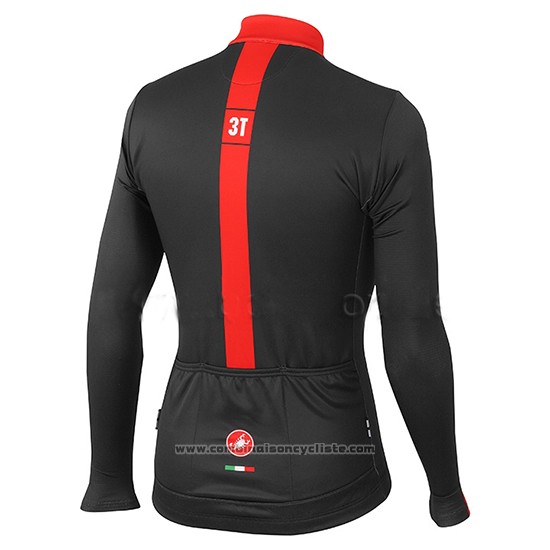 2015 Maillot Cyclisme Castelli 3t Noir et Rouge Manches Longues et Cuissard