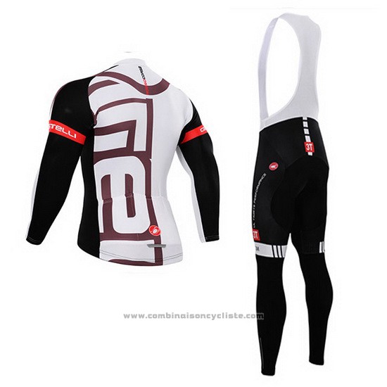 2015 Maillot Cyclisme Castelli Blanc Fuchsia Manches Longues et Cuissard