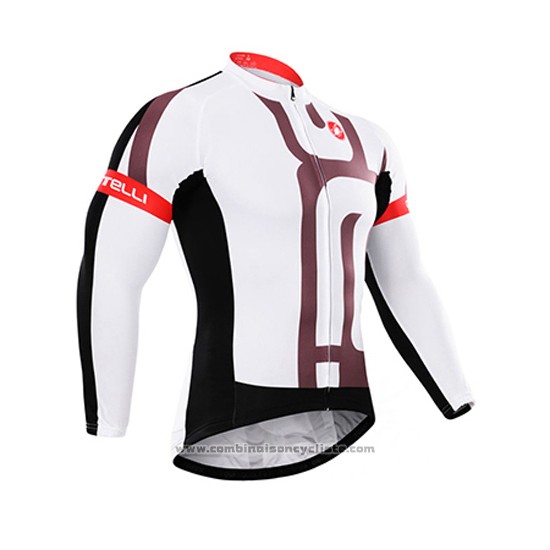 2015 Maillot Cyclisme Castelli Blanc Fuchsia Manches Longues et Cuissard