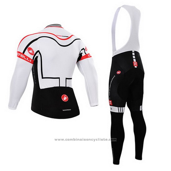 2015 Maillot Cyclisme Castelli Blanc Manches Longues et Cuissard