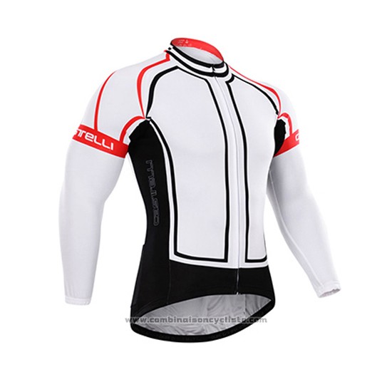 2015 Maillot Cyclisme Castelli Blanc Manches Longues et Cuissard