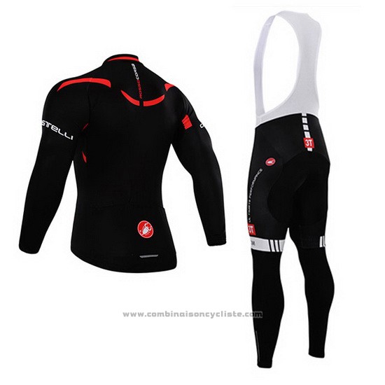 2015 Maillot Cyclisme Castelli Brillant Noir Manches Longues et Cuissard