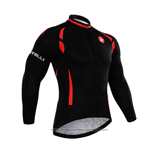 2015 Maillot Cyclisme Castelli Brillant Noir Manches Longues et Cuissard