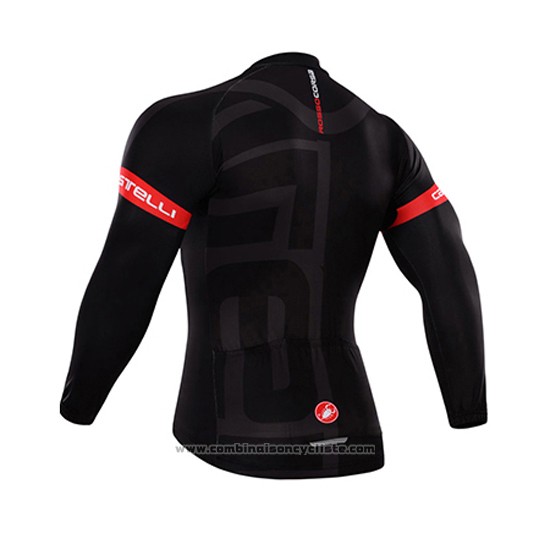 2015 Maillot Cyclisme Castelli Fonce Noir Manches Longues et Cuissard