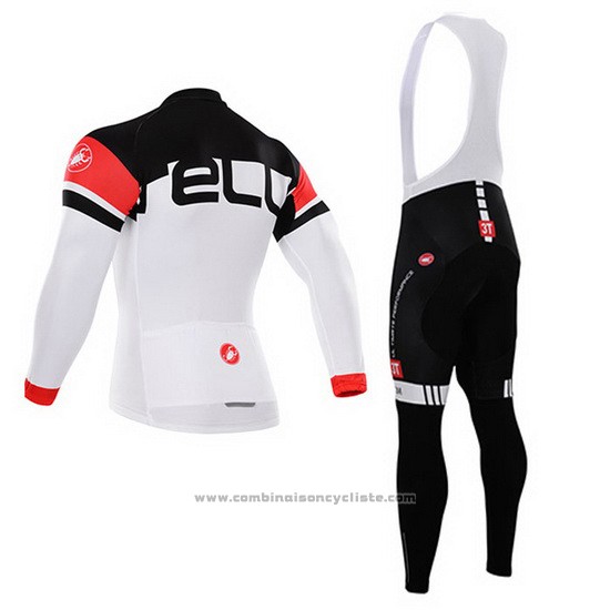 2015 Maillot Cyclisme Castelli Noir et Blanc Manches Longues et Cuissard
