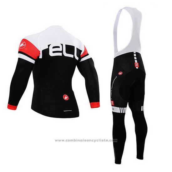 2015 Maillot Cyclisme Castelli Profond Blanc et Noir Manches Longues et Cuissard