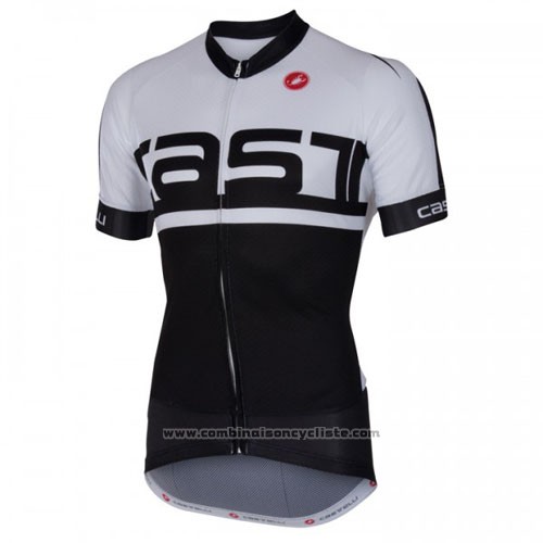 2016 Maillot Cyclisme Castelli Blanc Noir Manches Courtes et Cuissard