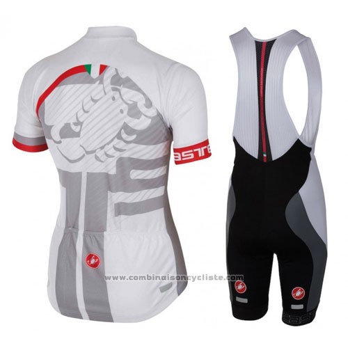 2016 Maillot Cyclisme Castelli Blanc et Rouge Manches Courtes et Cuissard