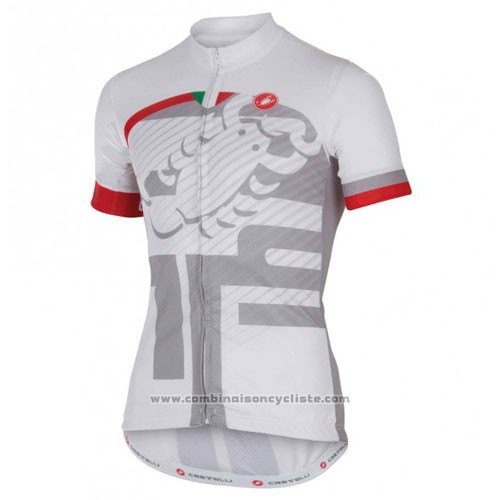 2016 Maillot Cyclisme Castelli Blanc et Rouge Manches Courtes et Cuissard
