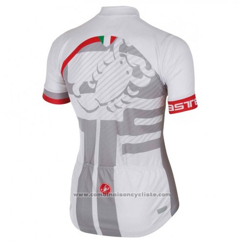 2016 Maillot Cyclisme Castelli Blanc et Rouge Manches Courtes et Cuissard