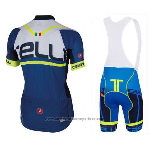 2016 Maillot Cyclisme Castelli Bleu Blanc Manches Courtes et Cuissard