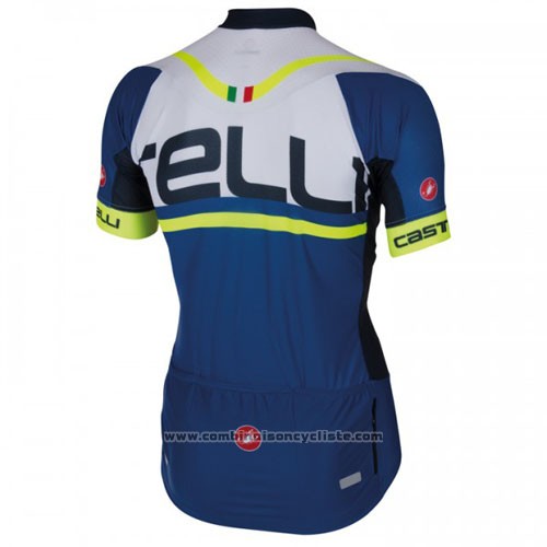 2016 Maillot Cyclisme Castelli Bleu Blanc Manches Courtes et Cuissard