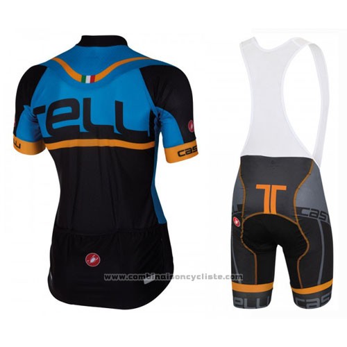 2016 Maillot Cyclisme Castelli Bleu Noir Manches Courtes et Cuissard
