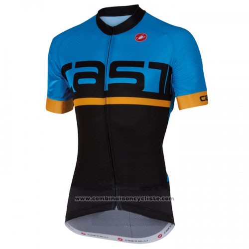 2016 Maillot Cyclisme Castelli Bleu Noir Manches Courtes et Cuissard