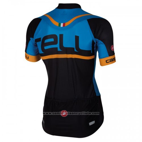 2016 Maillot Cyclisme Castelli Bleu Noir Manches Courtes et Cuissard