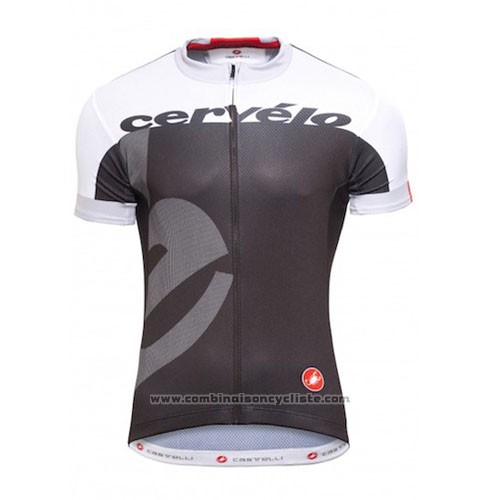 2016 Maillot Cyclisme Castelli Cervelo et Blanc et Gris Manches Courtes et Cuissard