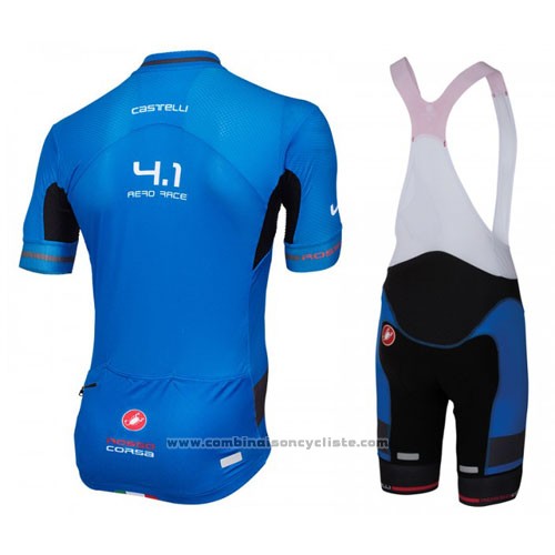 2016 Maillot Cyclisme Castelli Noir et Azur Manches Courtes et Cuissard