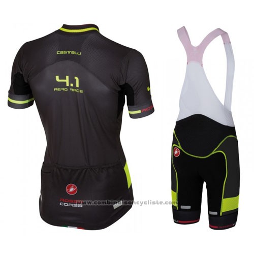 2016 Maillot Cyclisme Castelli Noir et Vert Manches Courtes et Cuissard