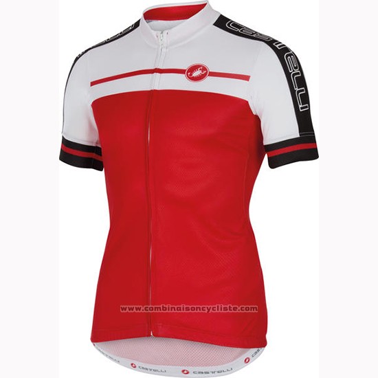 2016 Maillot Cyclisme Castelli Rouge Blanc Manches Courtes et Cuissard