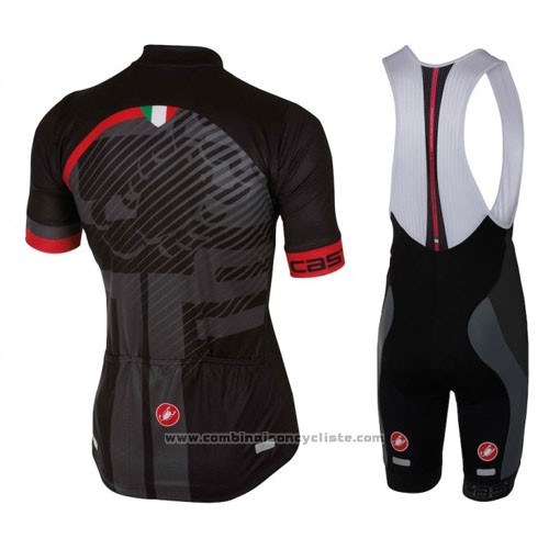 2016 Maillot Cyclisme Castelli Rouge Noir Manches Courtes et Cuissard