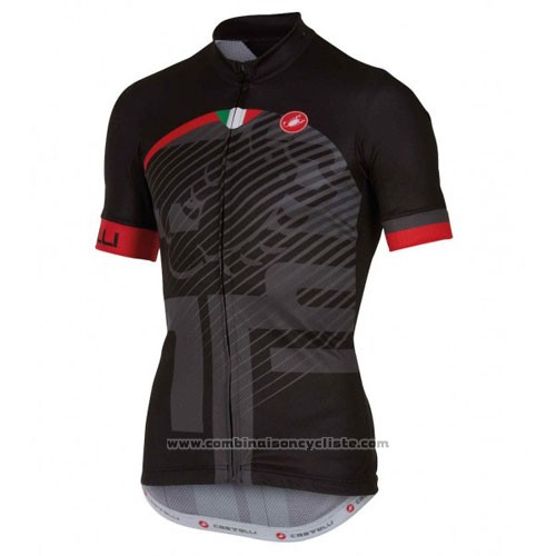 2016 Maillot Cyclisme Castelli Rouge Noir Manches Courtes et Cuissard