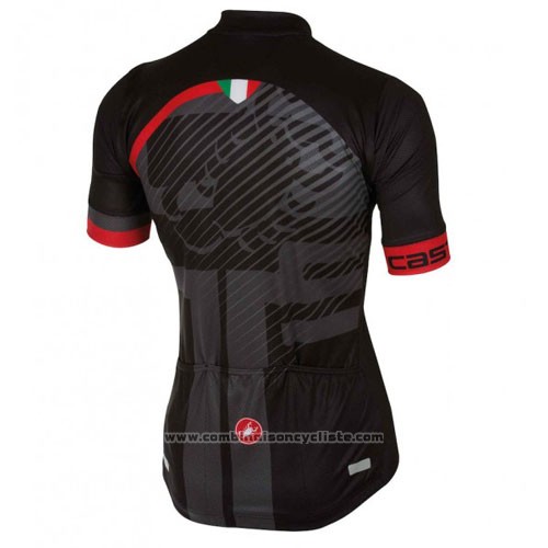 2016 Maillot Cyclisme Castelli Rouge Noir Manches Courtes et Cuissard