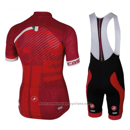 2016 Maillot Cyclisme Castelli Rouge et Blanc Manches Courtes et Cuissard