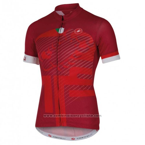 2016 Maillot Cyclisme Castelli Rouge et Blanc Manches Courtes et Cuissard