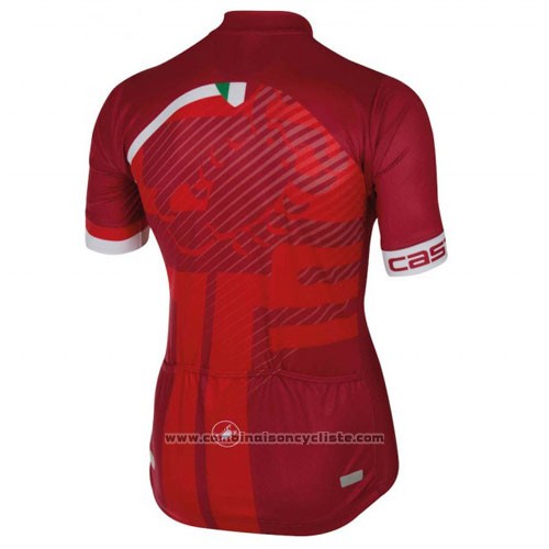 2016 Maillot Cyclisme Castelli Rouge et Blanc Manches Courtes et Cuissard