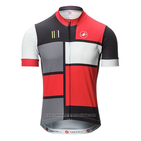 2016 Maillot Cyclisme Castelli Rouge et Noir Manches Courtes et Cuissard