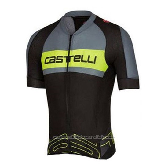 2016 Maillot Cyclisme Castelli Vert et Gris Manches Courtes et Cuissard