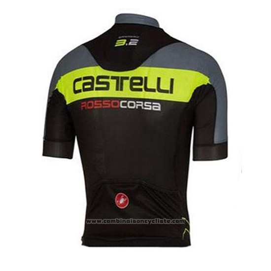 2016 Maillot Cyclisme Castelli Vert et Gris Manches Courtes et Cuissard