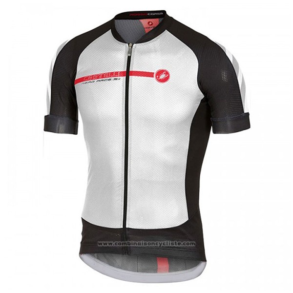 2017 Maillot Cyclisme Castelli Aero Race Blanc et Noir Manches Courtes et Cuissard