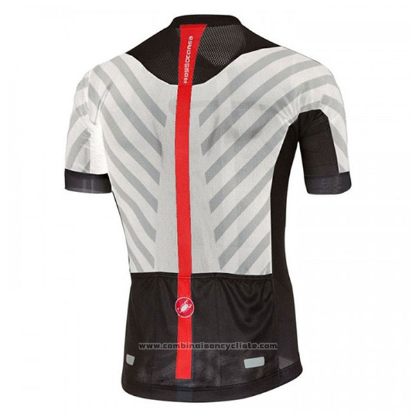 2017 Maillot Cyclisme Castelli Aero Race Blanc et Noir Manches Courtes et Cuissard
