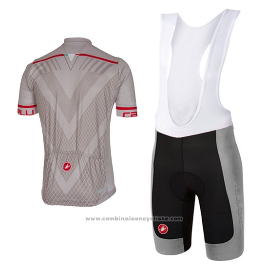 2017 Maillot Cyclisme Castelli Argent Manches Courtes et Cuissard