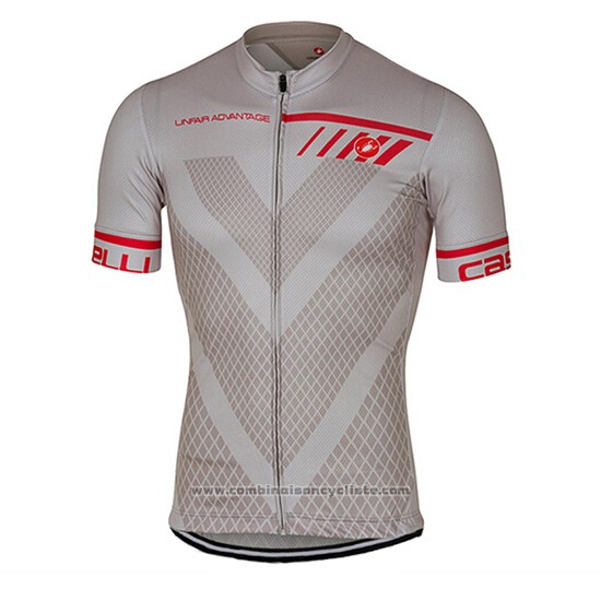 2017 Maillot Cyclisme Castelli Argent Manches Courtes et Cuissard