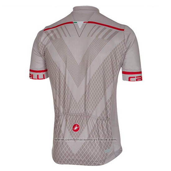 2017 Maillot Cyclisme Castelli Argent Manches Courtes et Cuissard